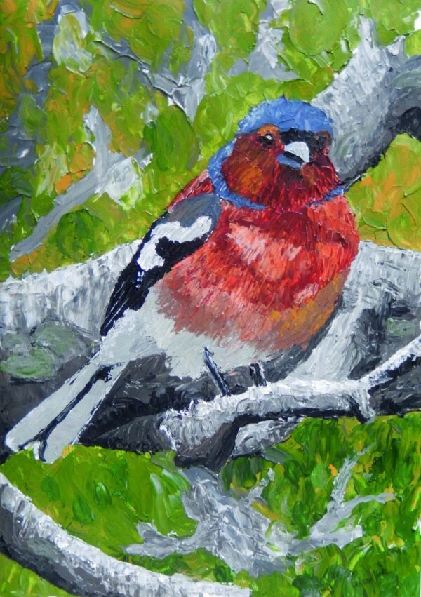 Chaffinch impasto painting