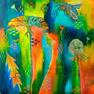 Dandelion dance acrylic painting