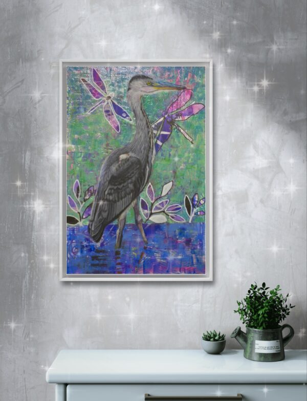 Modern heron canvas art