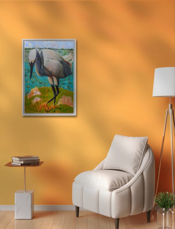 Little egret canvas mockup