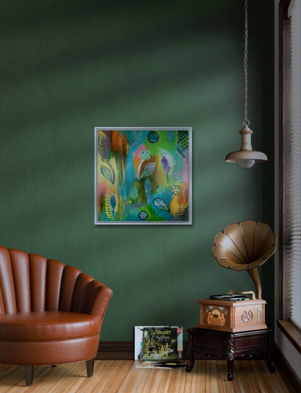 Primrose inspired abstract in real room