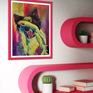 Contemporary Acrylic and Oil Border Collie Portrait Hiding Face  – Shy Guy