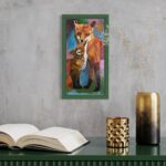 Mock up of fox art in green frame