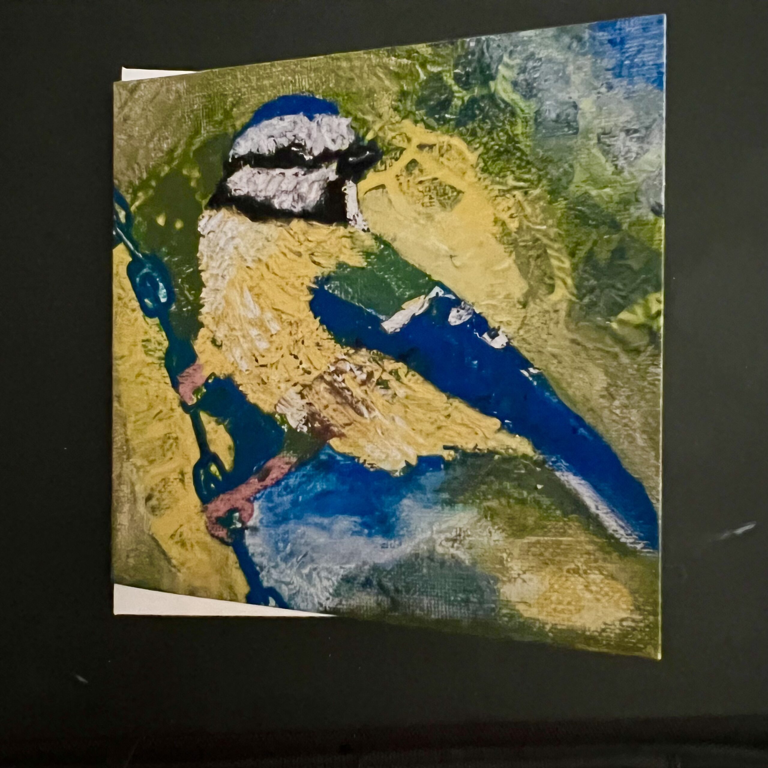 Blue tit bird art card