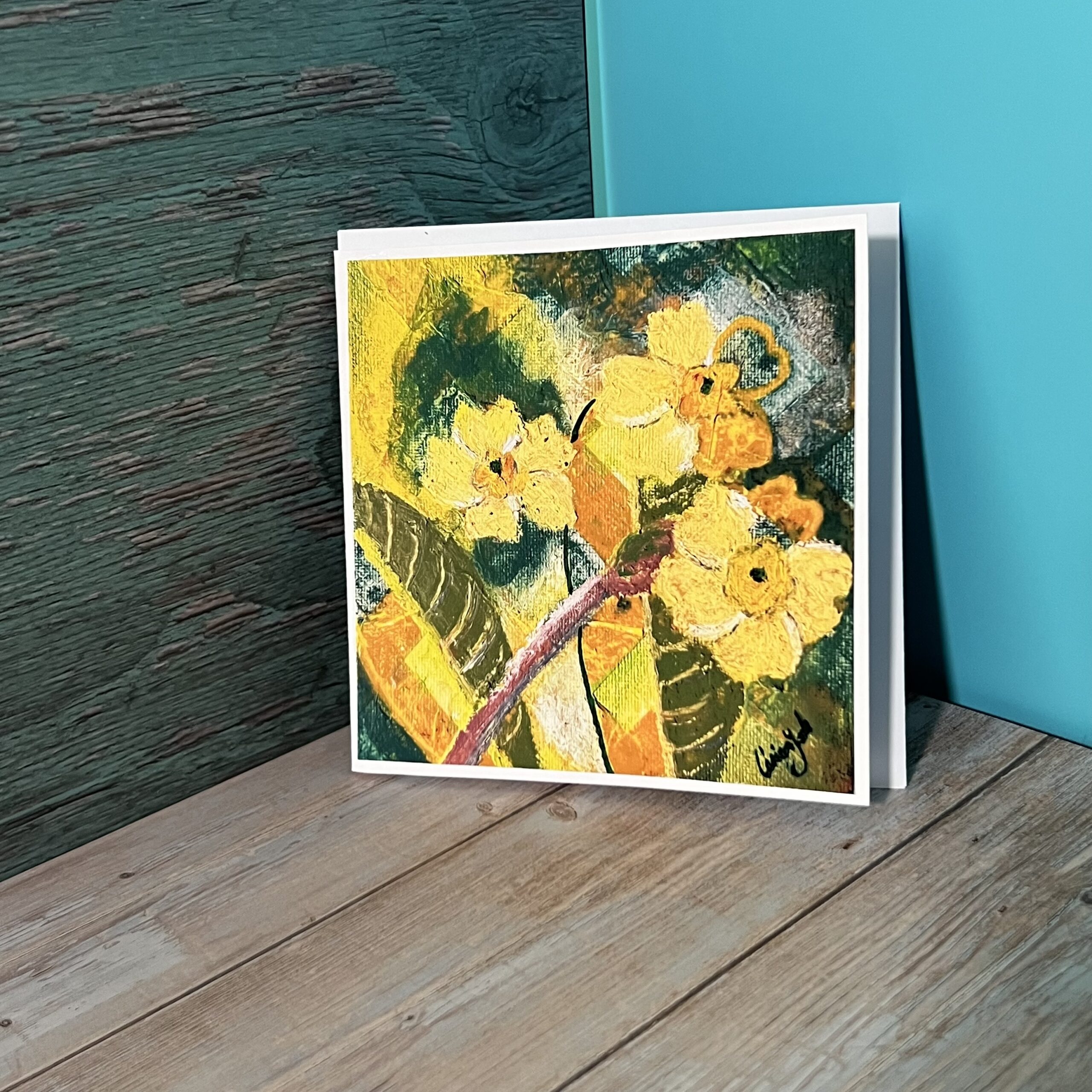 Primrose card standing up